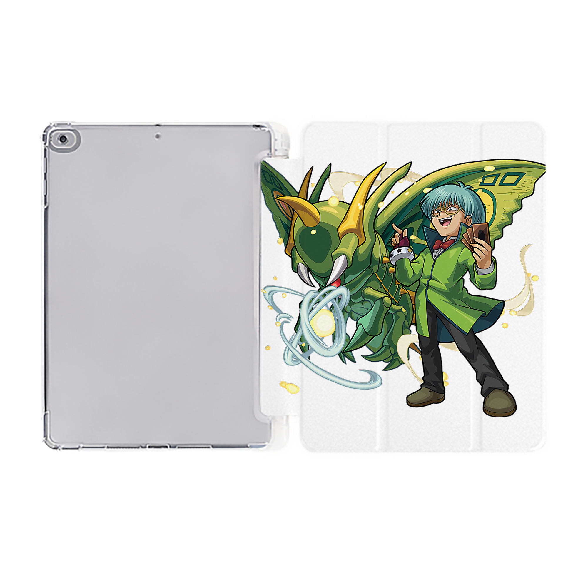 （画像用） 遊☆戯☆王 Yu-Gi-Oh! IPad ケース ペン収納付き 三つ折りスタンド PUレザー×シリコン 対応機種9.5/10.5/10.9インチ